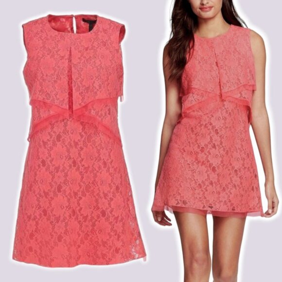 BCBGMaxAzria Dresses & Skirts - BCBGMAXAZRIA Amelie Draped Sleeveless Lace Dress XXS Pink